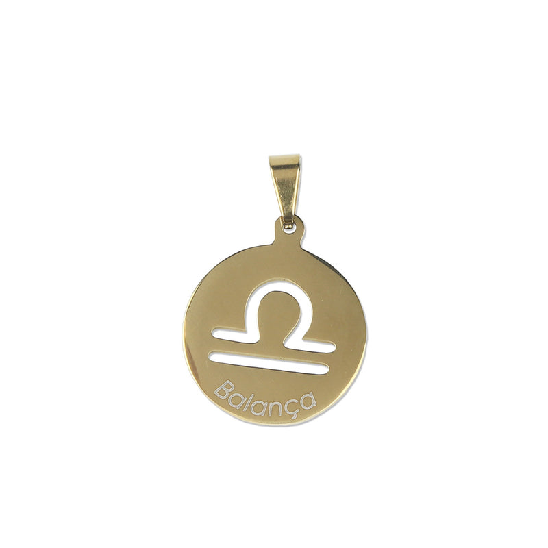 Libra Golden stainless steel medal