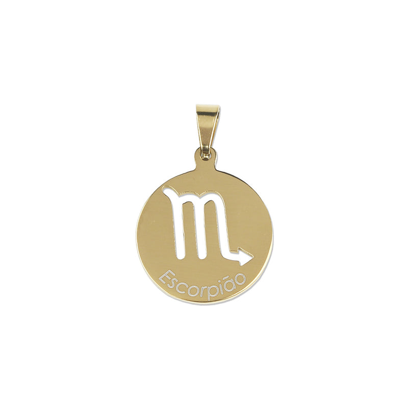 Scorpio Golden stainless steel medal