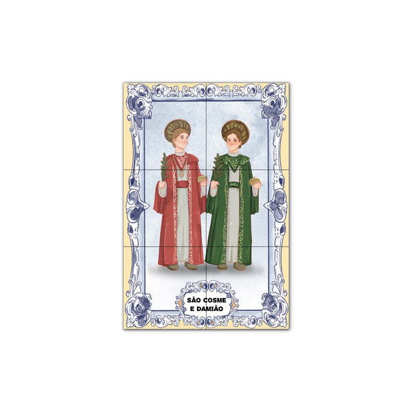 Saint Cosmas and Saint Damian Tile Panel 30 cm x 45 cm