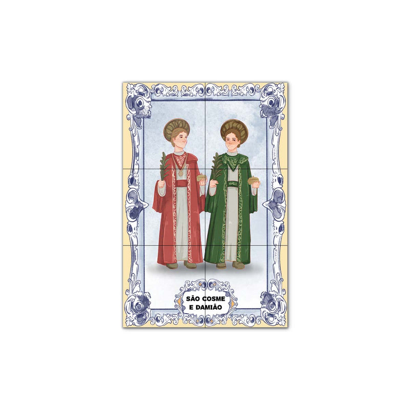 Saint Cosmas and Saint Damian Tile Panel 30 cm x 45 cm