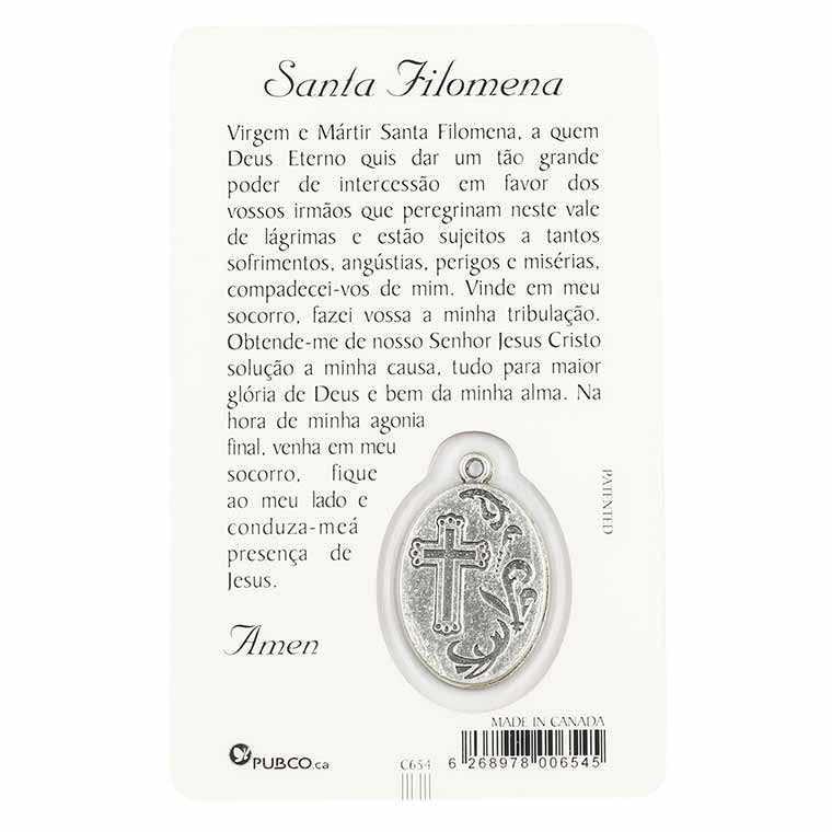 Cartão de oração de Santa Filomena