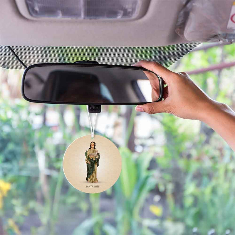 Saint Agnes car air freshener