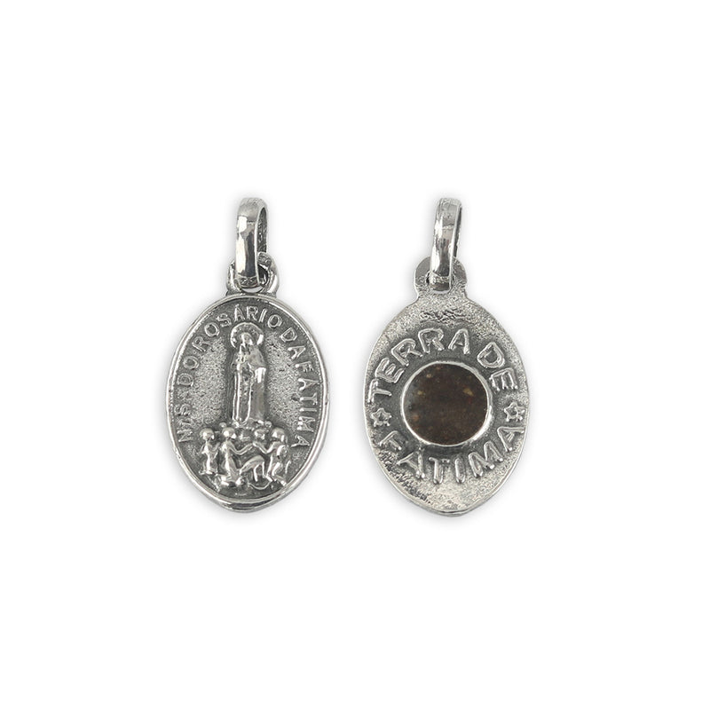 Oval medal with soil of Fatima - 925 Silver