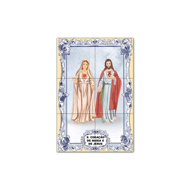 Sacred Heart of Mary and Jesus Tile Panel 30 cm x 45 cm