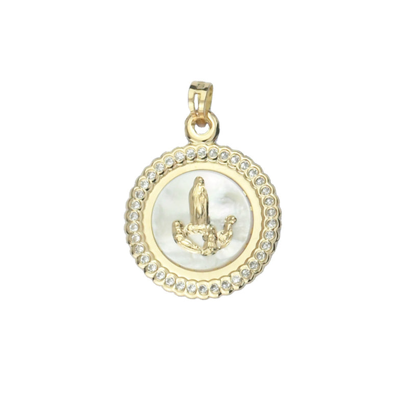 Fatima Medal with zirconia in 19.2 carat gold