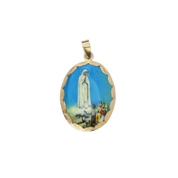 Fatima Medal colored in 19.2 carat gold