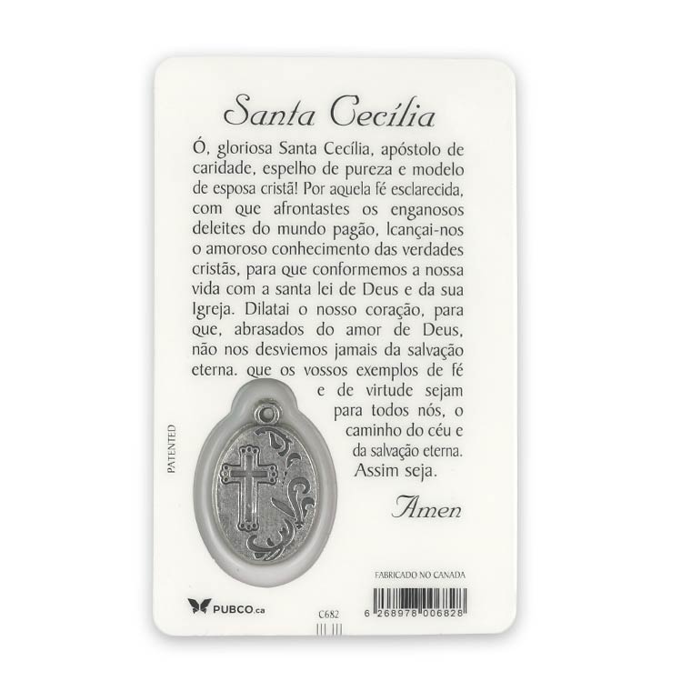 Prayer card of Saint Cecilia