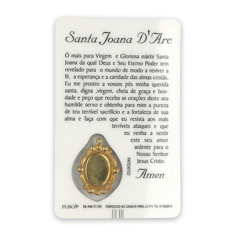 Carte de prière de Sainte Jeanne D Arc
