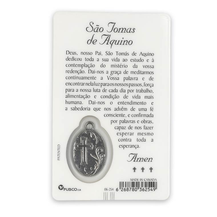 Cartão de oração de São Tomás de Aquino