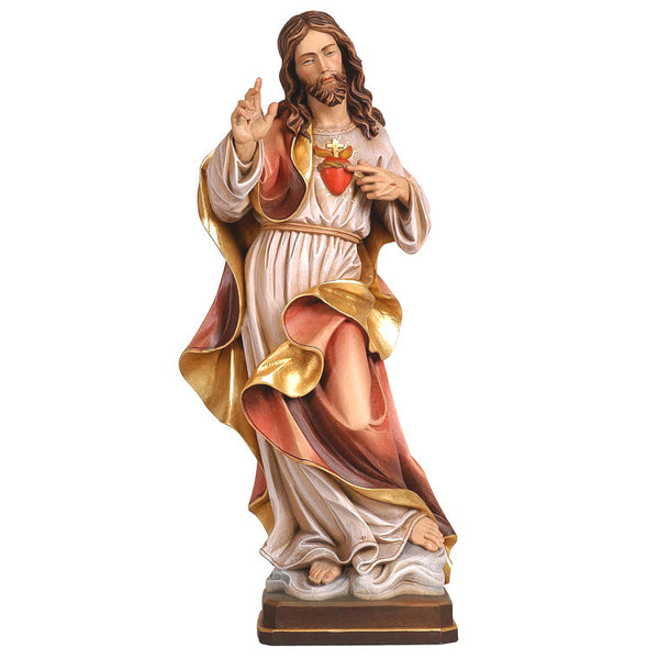 Drewniana figura Najświętszego Serca Pana Jezusa