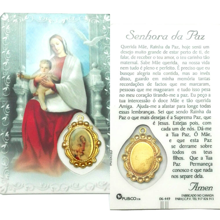 Prayer card of Our Lady of Peace