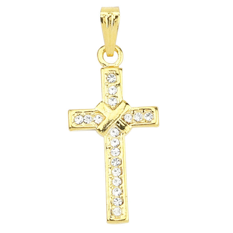 Golden cross pendant with stones