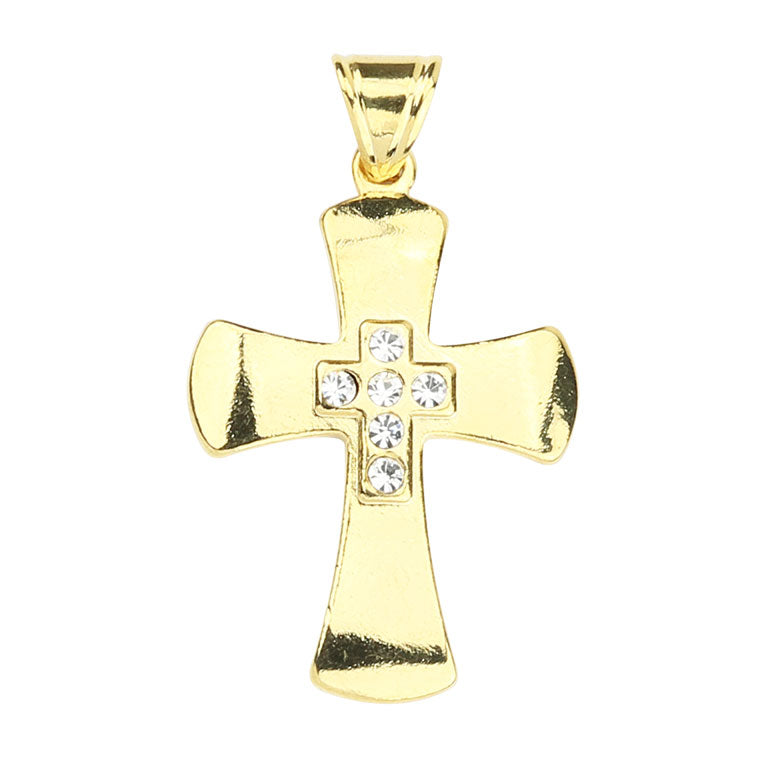 Golden cross pendant with stones