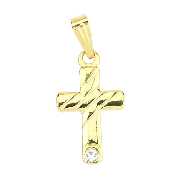 Golden cross pendant with stone