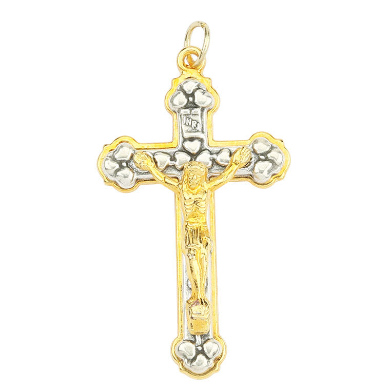 Pendant of Christ on the Cross golden and silver