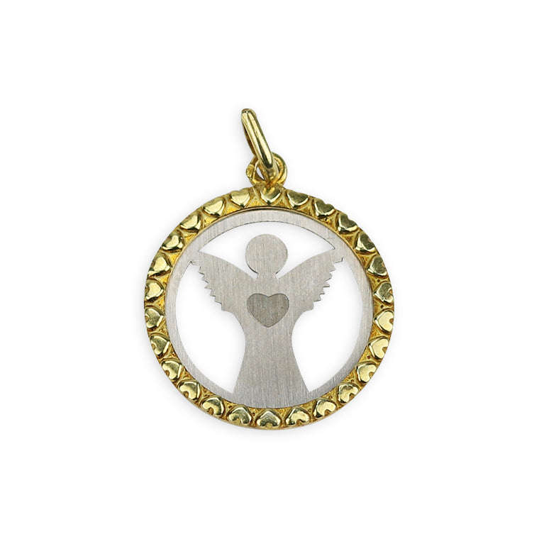 Guardian Angel Medal with Heart - 925 Silver