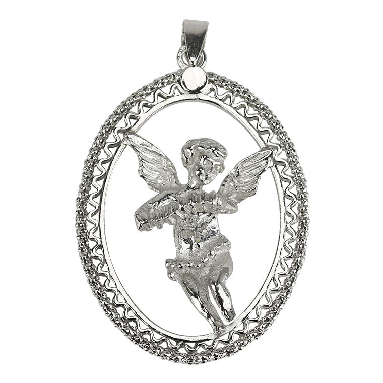 Angel Medal with Accordion - 925 Silver