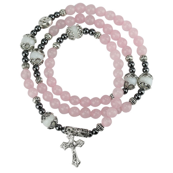 Catholic quartz rose rosary