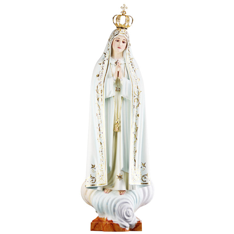 Statue en bois de Notre-Dame de Fatima 60 cm