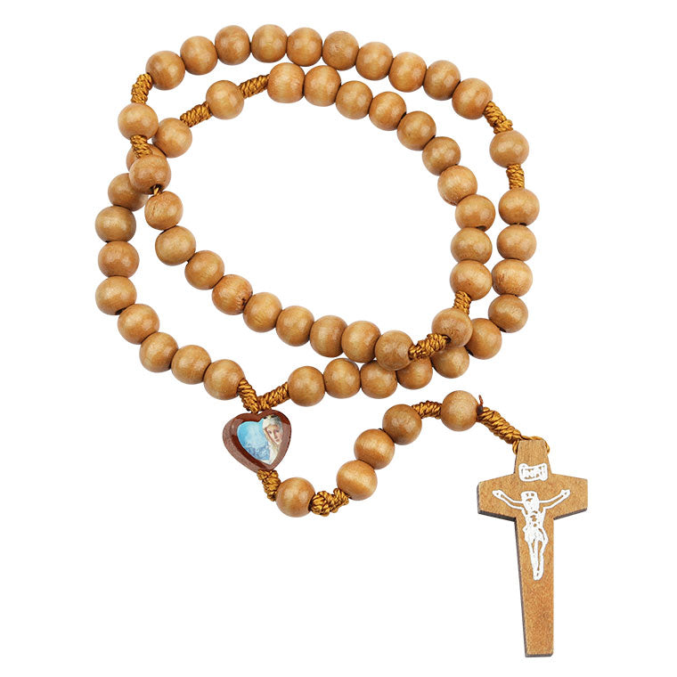 Wooden rosary with heart