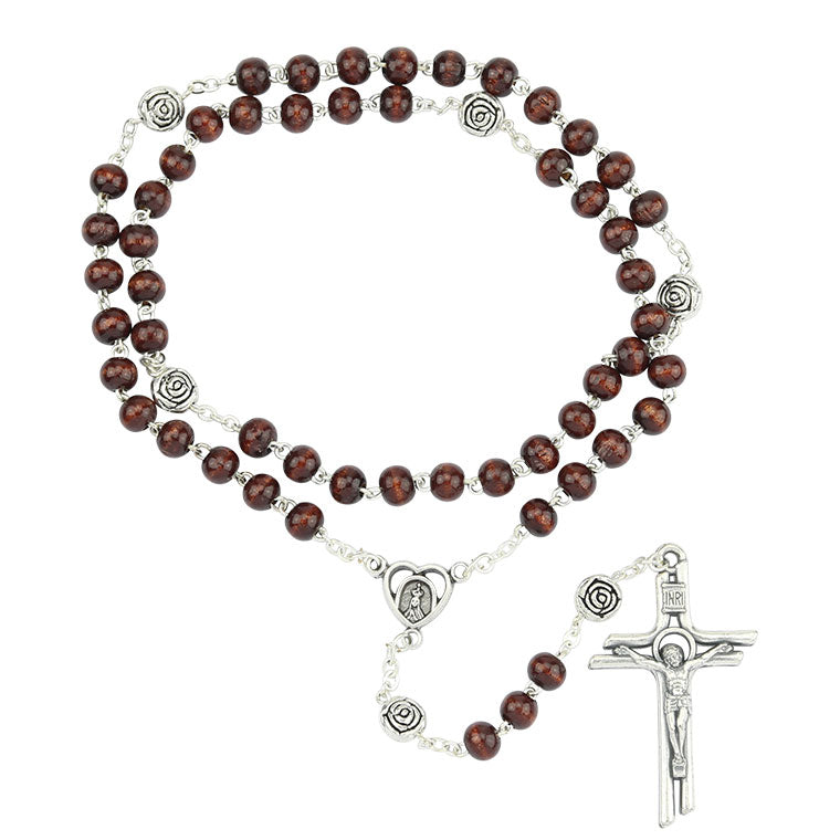 Wooden rosary with roses