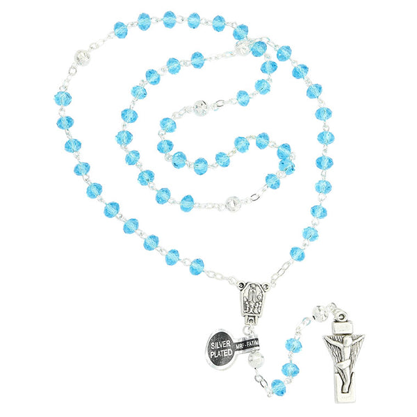 Rosary of Fatima transparent blue crystal