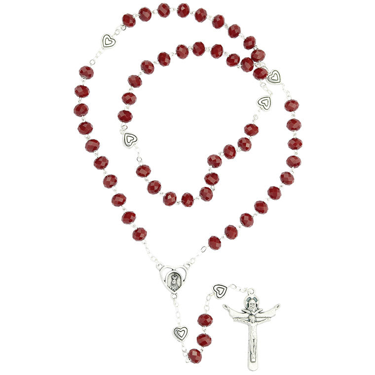 Crystal rosary with hearts