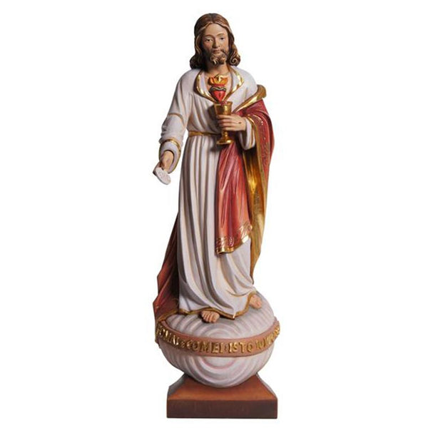 Sacred Heart of Jesus statue with host - wood