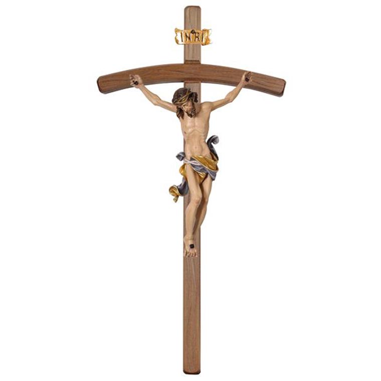 Crucifix Christ Leonardo curved cross - wood