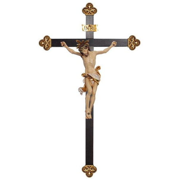 Christ Leonardo crucifix with halo baroque cross - wood
