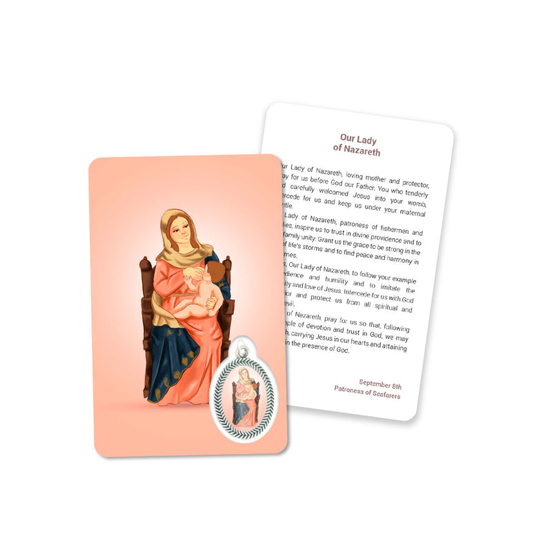 Cartão de oração de Nossa Senhora de Nazaré