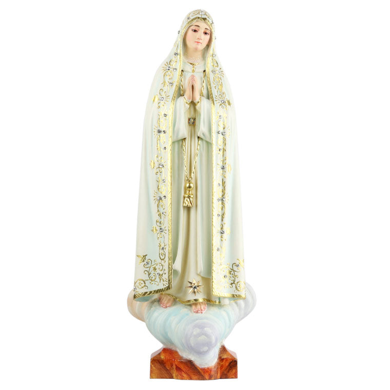Statue en bois de Notre-Dame de Fatima 30 cm