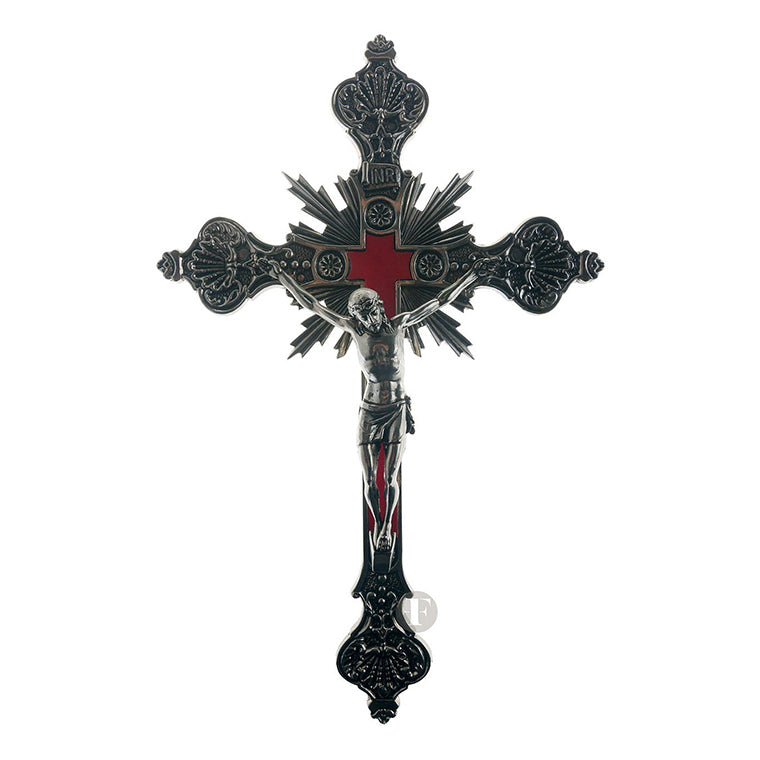 Nickel-plated crucifix 34 cm
