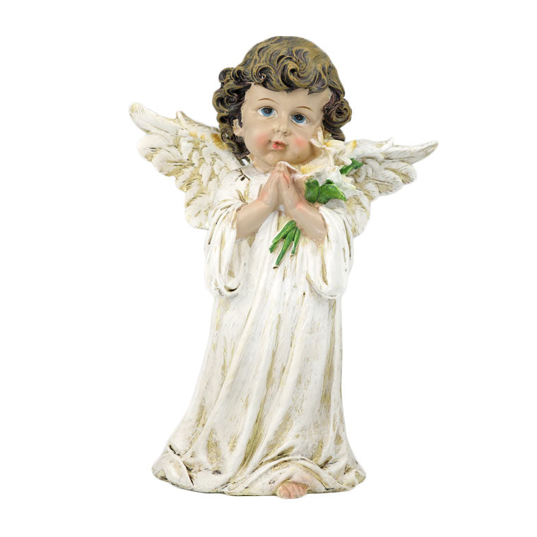 Statue of Guardian Angel with flowers