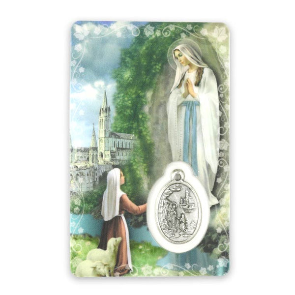 Prayer card of Our Lady of Lourdes