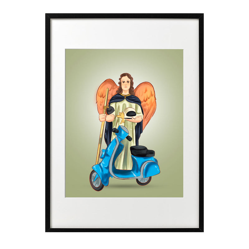 Saint Raphael with Motorbike Poster