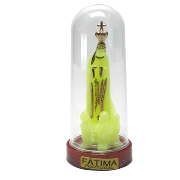 Fluorescent statue of the Apparition of Fatima with dome