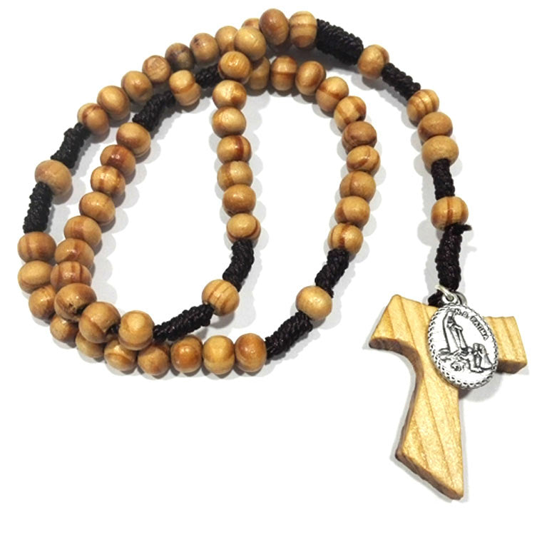 Wooden rosary with Tau cross