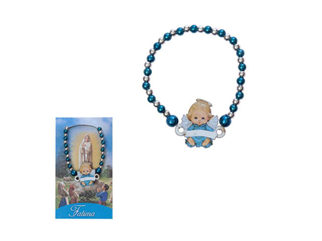 Blue pearl and angel bracelet