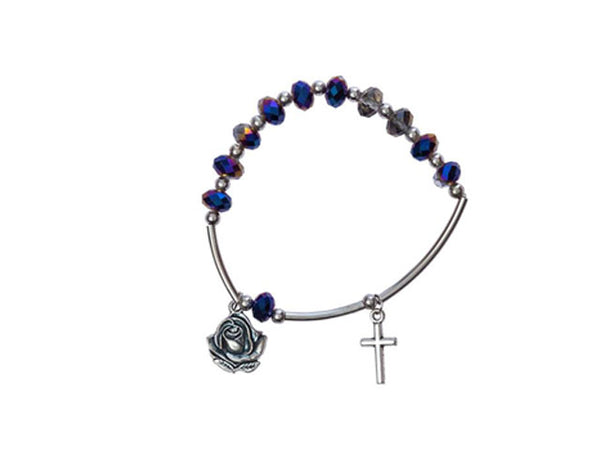 Blue crystal bracelet with rose