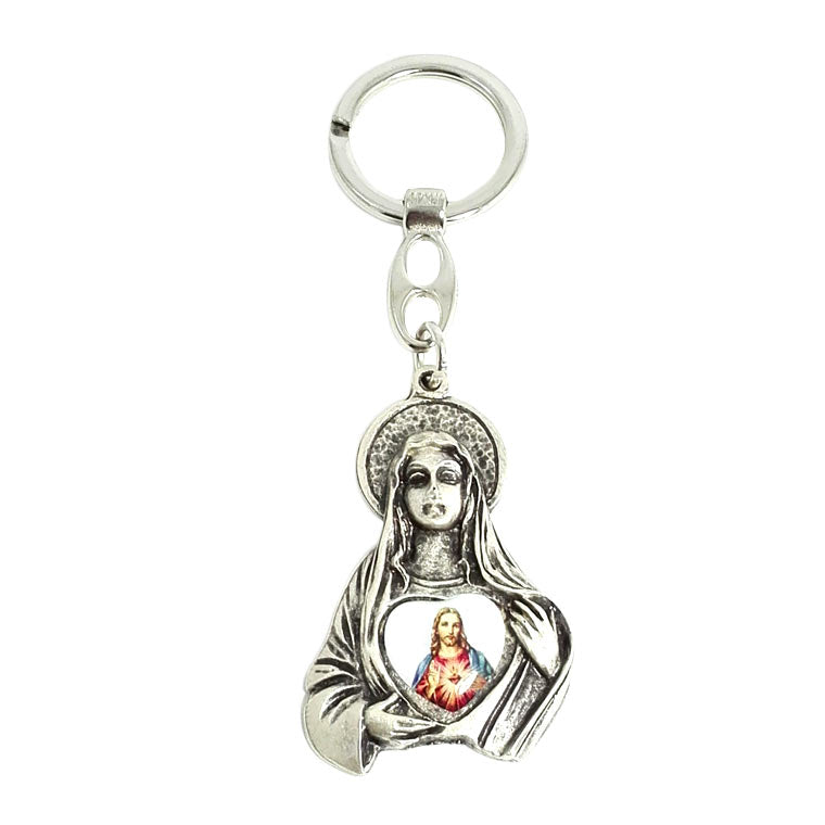 Keychain Our Lady with Heart Jesus Christ