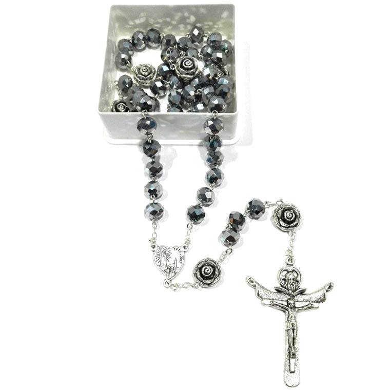 Crystal Rosary with roses